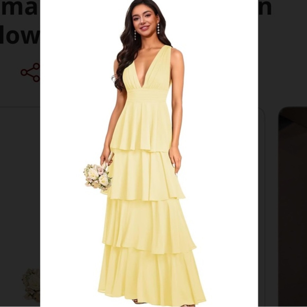 💖 Tern A-Line Off-Shoulder Bridesmaid Dress - Long Chiffon - Yellow 💖